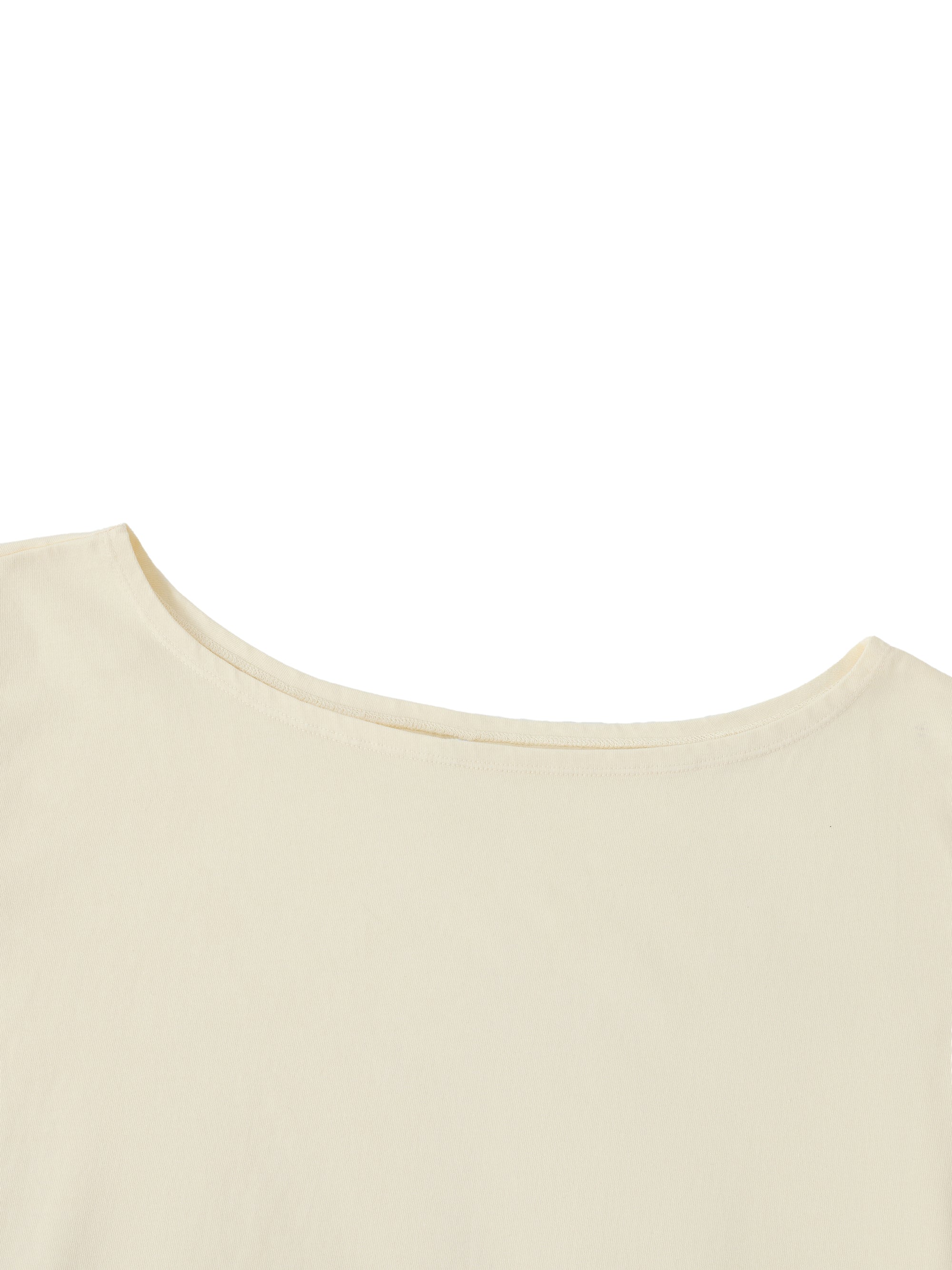 Rolled Hem Cotton Crop Tee | Off-Shoulder Fit
