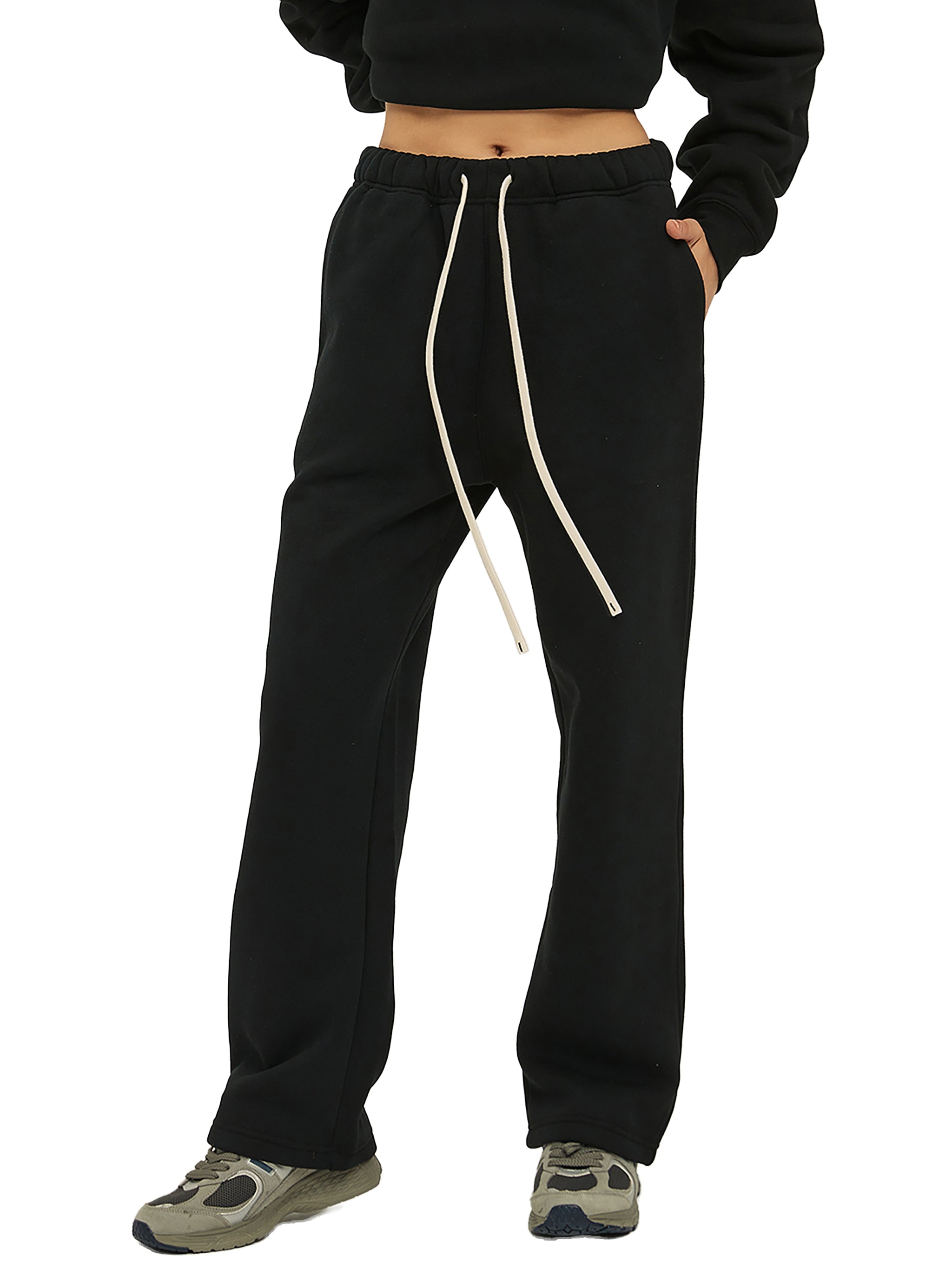 Fleece Straight-Leg Drawstring Pants