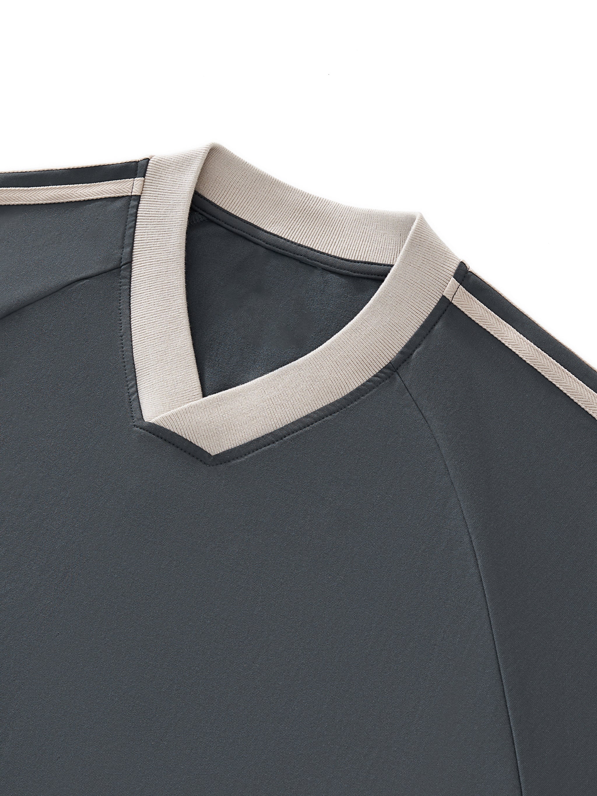 Color Block V-Neck Long Sleeve Tee