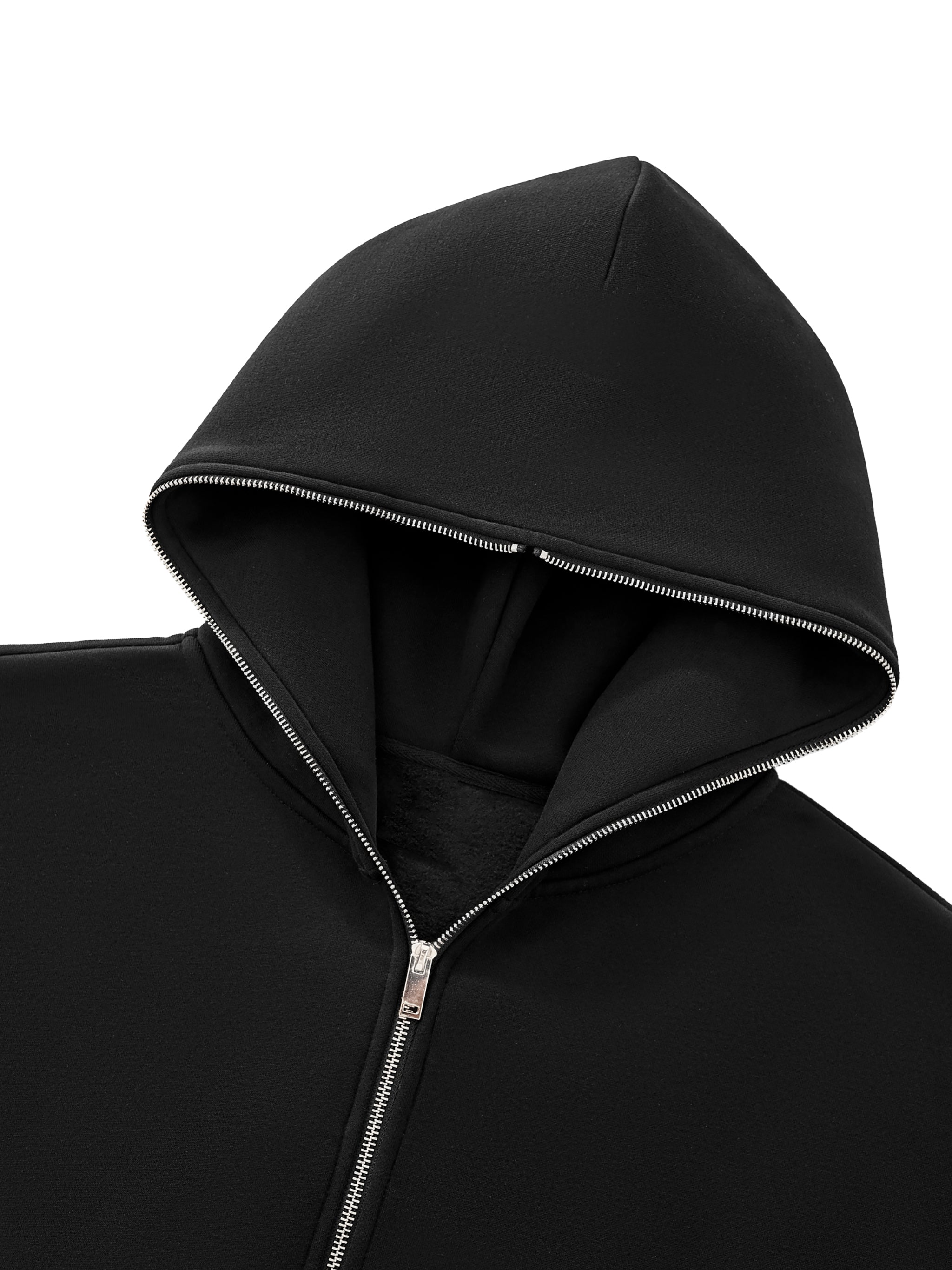 One More Shot | Fleeced Full-Zip Boxy Hoodie