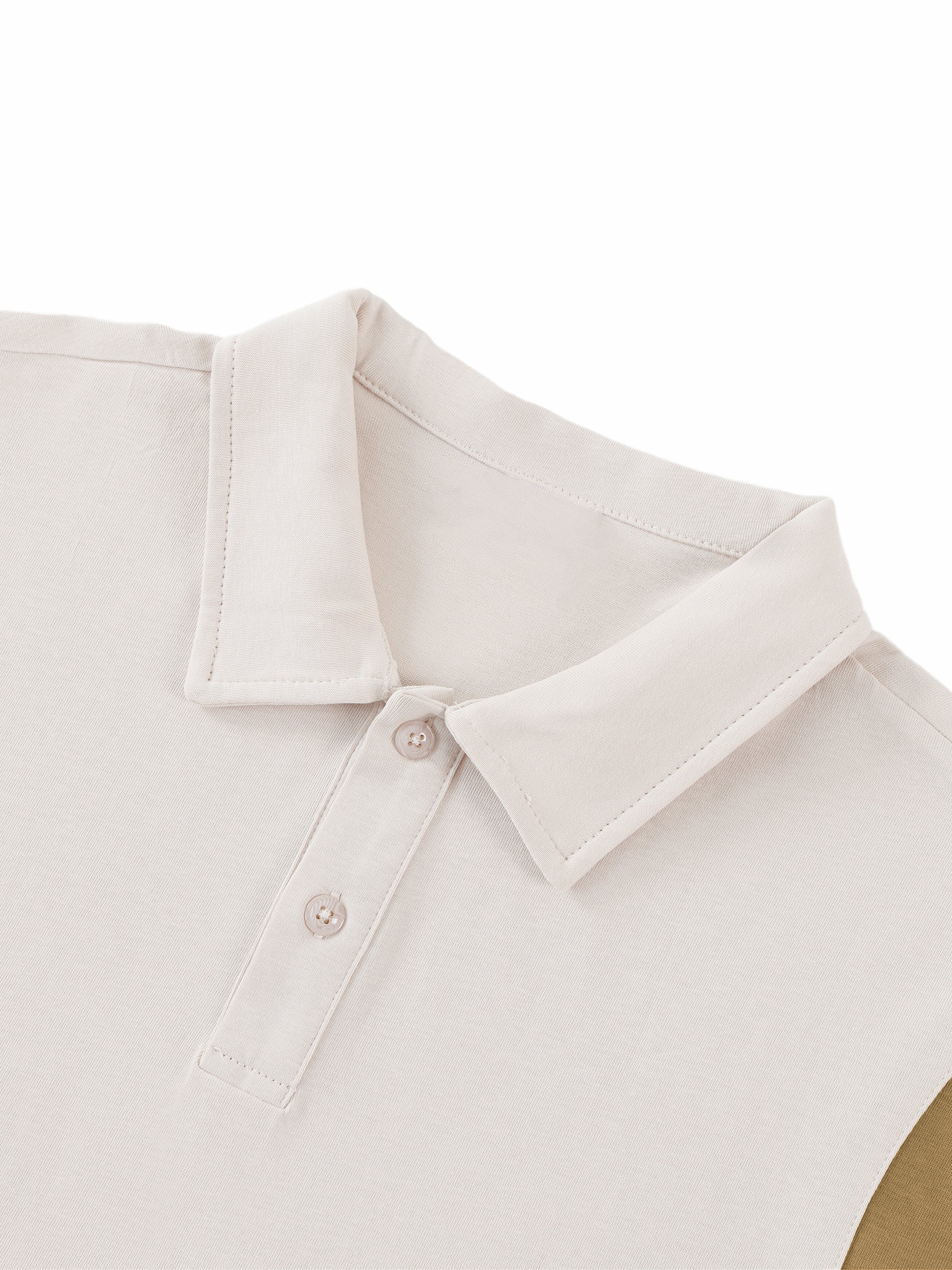 Two-Tone Contrast Panel Cotton Polo Shirt